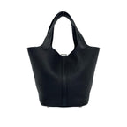 Hermes with Lock Picotin PM Taurillon Clemence Leather Handbag Mini Tote Black — view 3