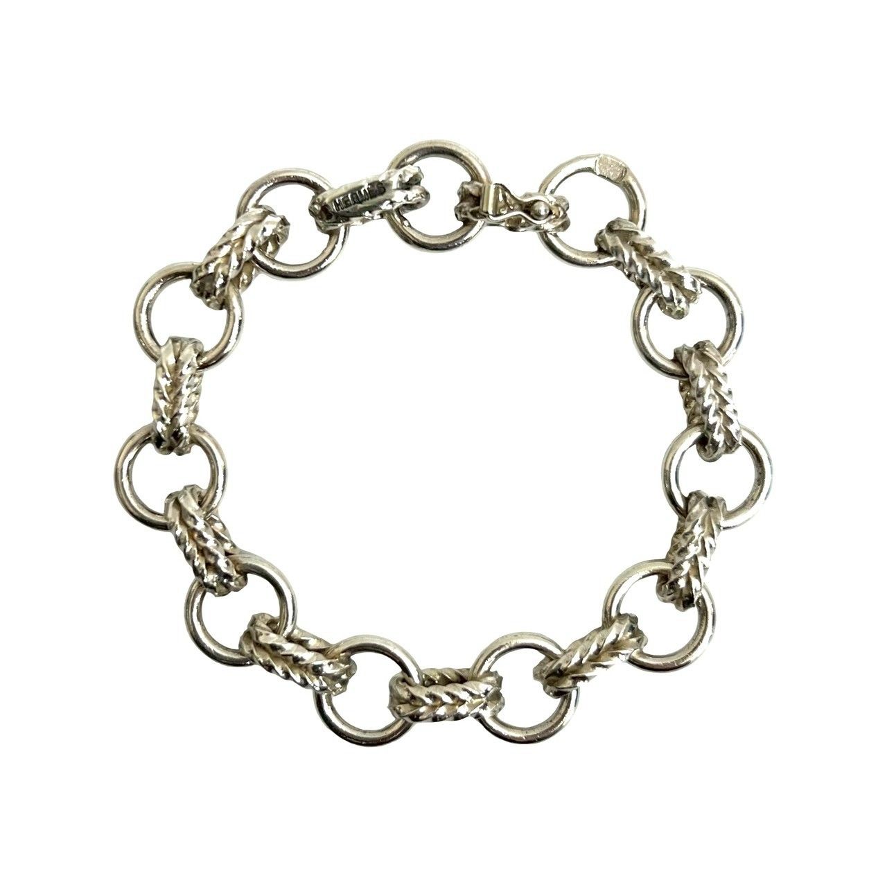 Hermes Vintage Silver 800 Chain Bracelet Bangle — view 3