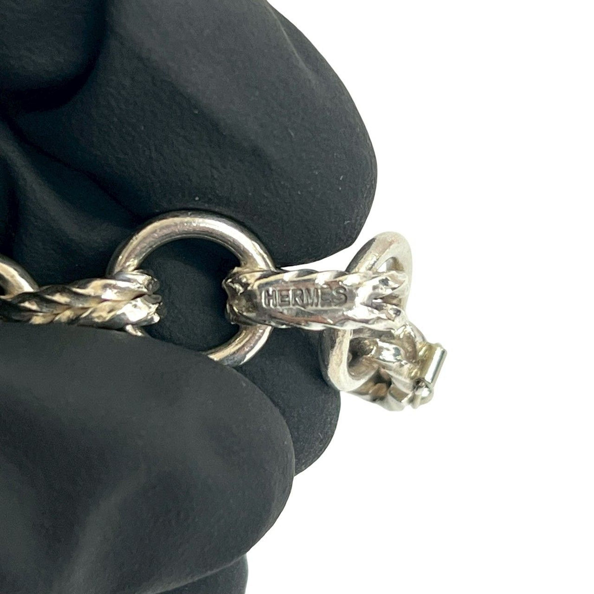 Hermes Vintage Silver 800 Chain Bracelet Bangle — view 2