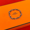Hermes Audienne 925 Sterling Silver Chain Bracelet Bangle