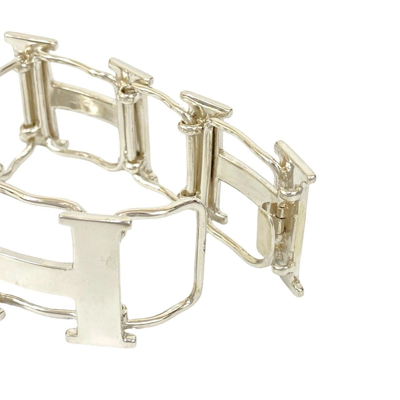 Hermes Vintage H Logo Silver 800 Bracelet Bangle — view 3