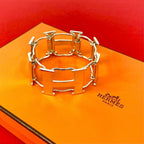 Hermes Vintage H Logo Silver 800 Bracelet Bangle