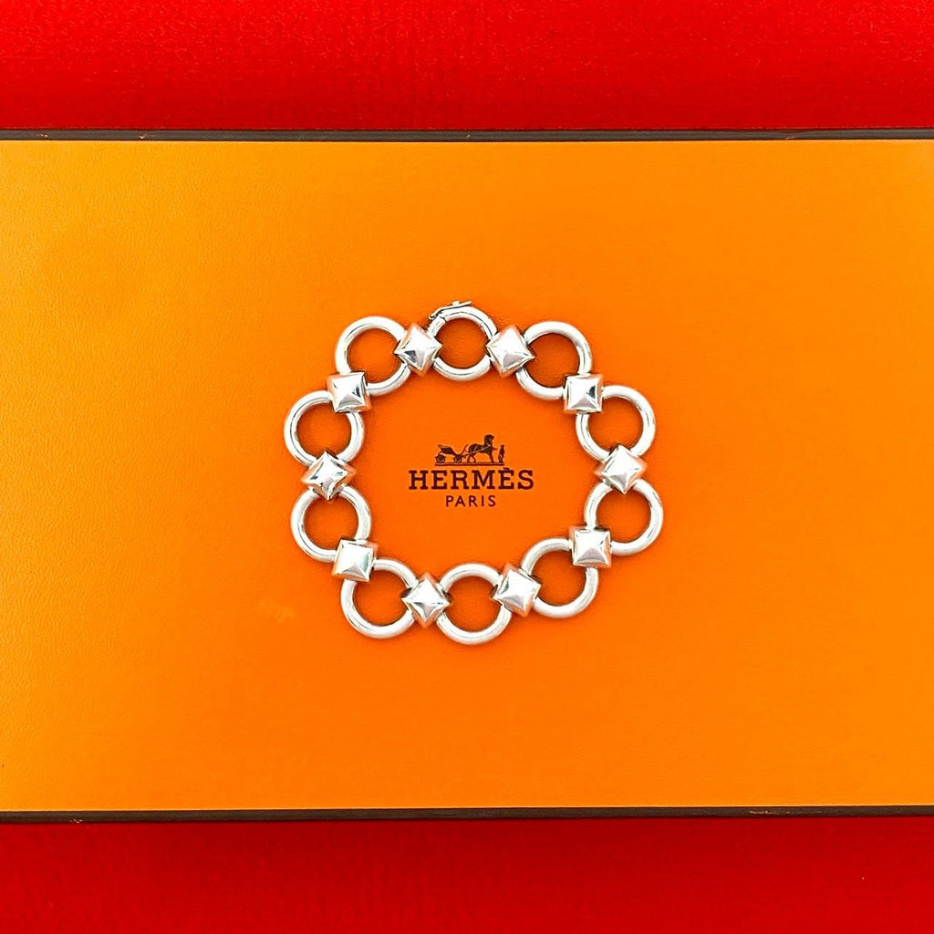 Hermes Vintage Lancelot Bracelet 925 Sterling Silver Bangle