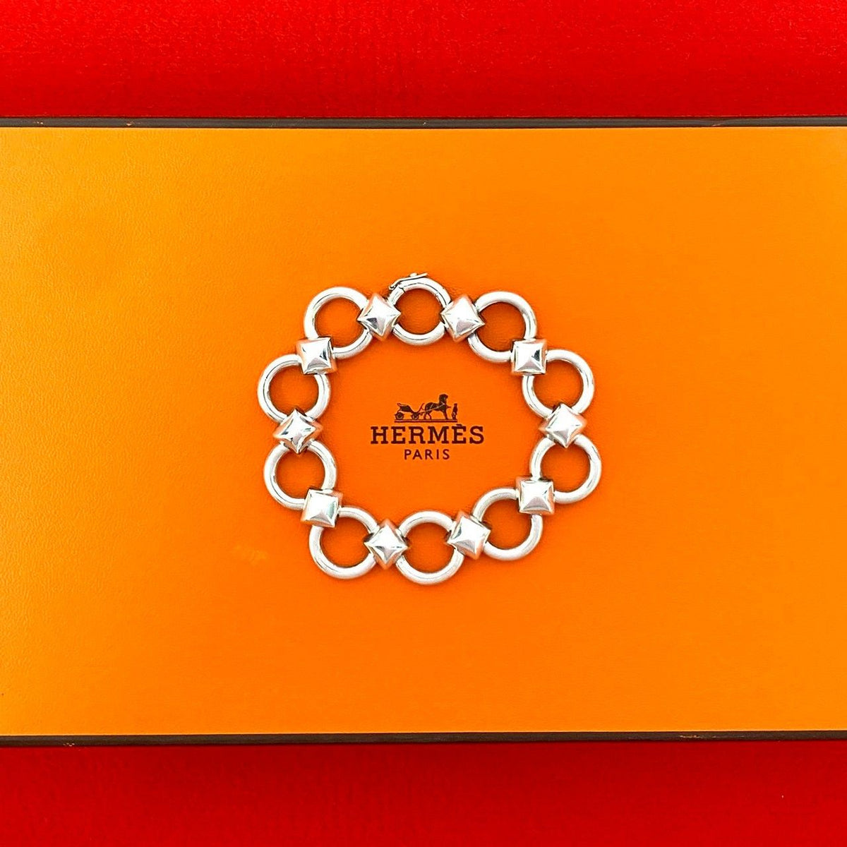 Hermes Vintage Lancelot Bracelet 925 Sterling Silver Bangle