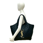 Saint Laurent Paris Icare YSL Logo Quilted Leather Tote Black — view 2