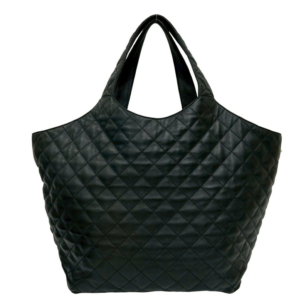 Saint Laurent Paris Icare YSL Logo Quilted Leather Tote Black — view 3