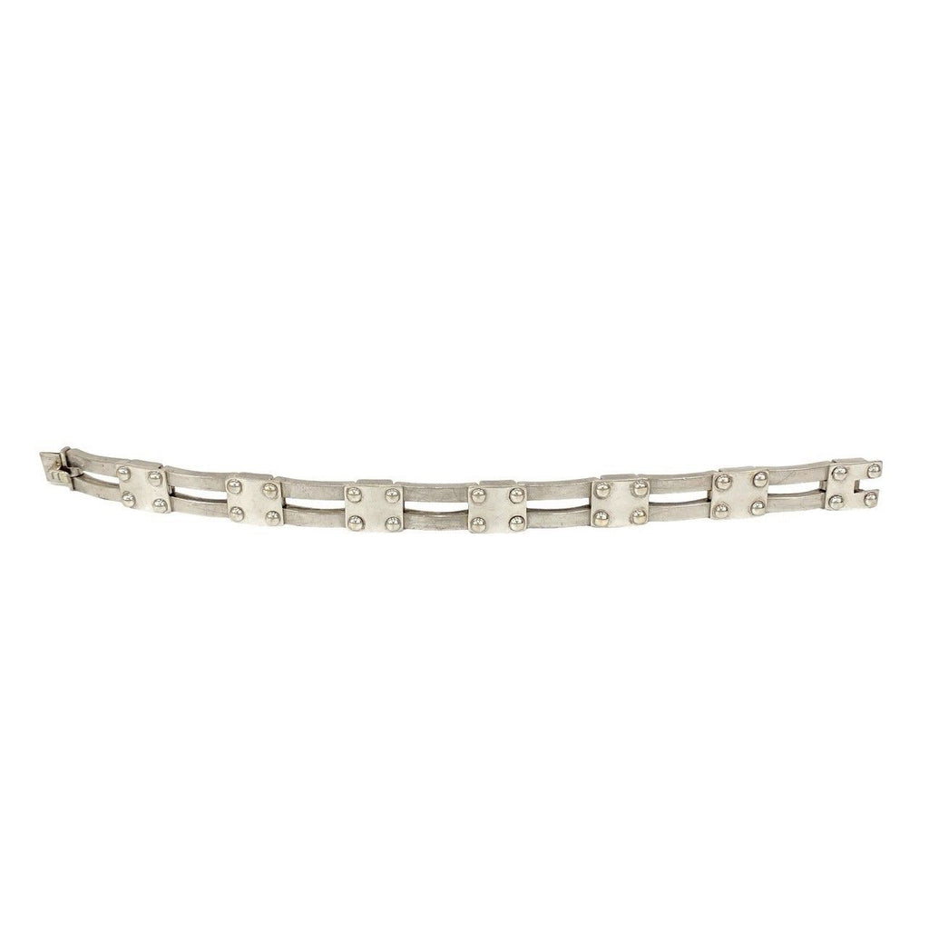 Hermes Vintage Gate Motif Bracelet 925 Sterling Silver Bangle — view 6