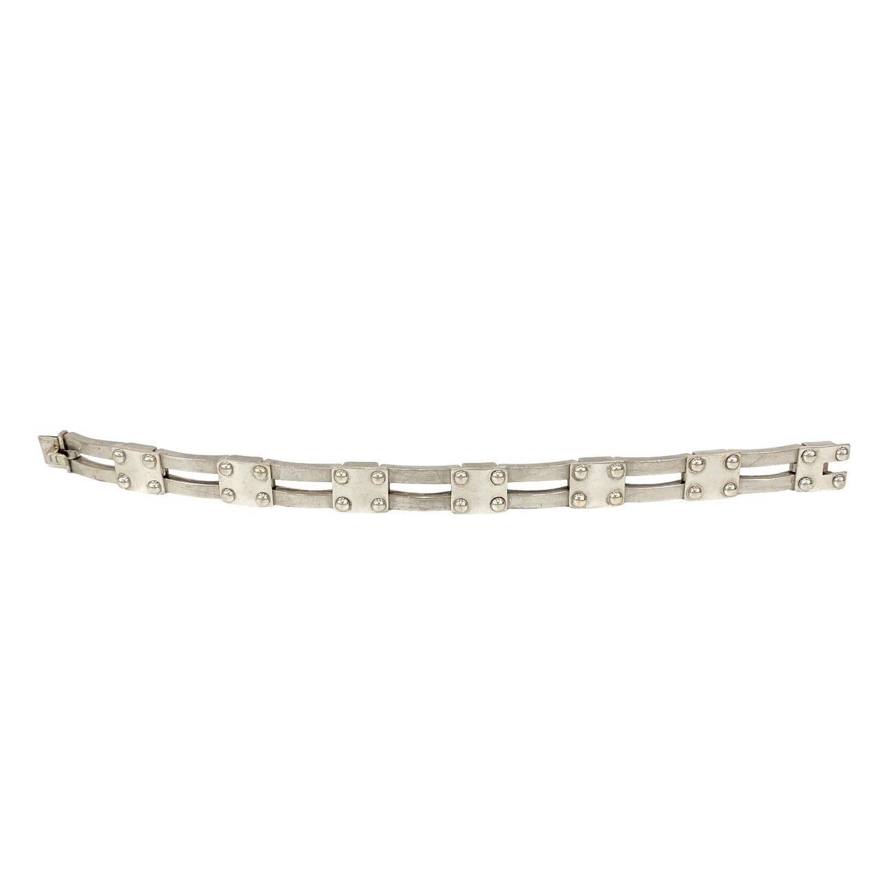 Hermes Vintage Gate Motif Bracelet 925 Sterling Silver Bangle — view 6