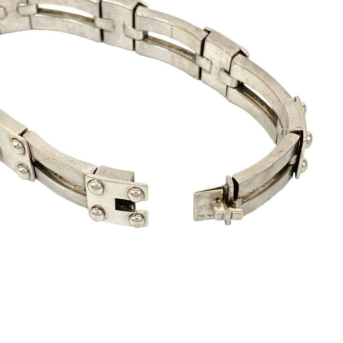 Hermes Vintage Gate Motif Bracelet 925 Sterling Silver Bangle — view 4