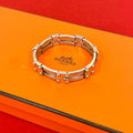 Hermes Vintage Gate Motif Bracelet 925 Sterling Silver Bangle