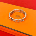 Hermes Vintage Gate Motif Bracelet 925 Sterling Silver Bangle
