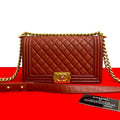 Chanel Boy CC Logo Lambskin Chain Shoulder Bag