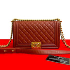 Chanel Boy CC Logo Lambskin Chain Shoulder Bag