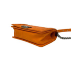 Chanel Seal Boy CC Logo Leather Shoulder Bag Pochette Orange — view 8