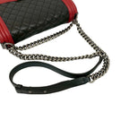 Chanel Boy CC Logo Lambskin Leather Chain Shoulder Bag Black — view 4