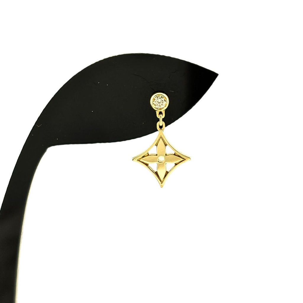 Louis Vuitton Monogram Idylle Single Earrings Yellow Gold Pave Diamond