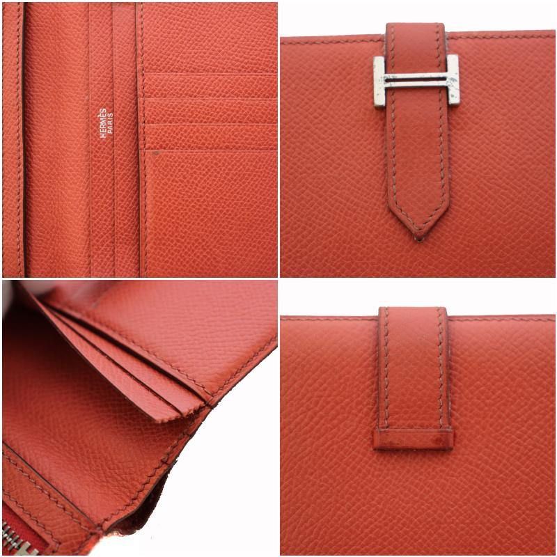 Hermes Wallet Bifold I Bearn Compact Leather Orange — view 8