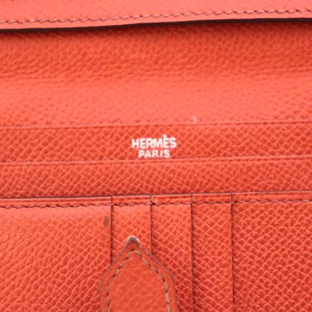Hermes Wallet Bifold I Bearn Compact Leather Orange — view 6