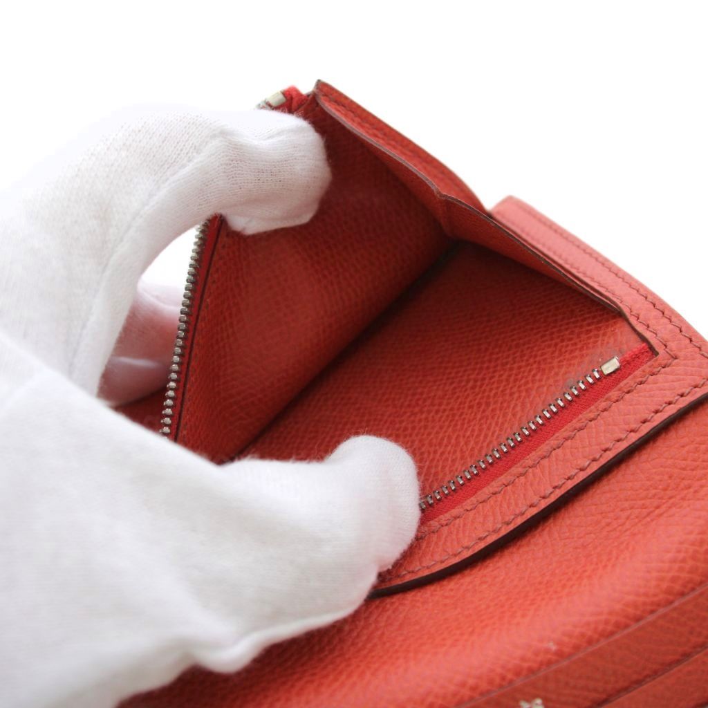 Hermes Wallet Bifold I Bearn Compact Leather Orange — view 7