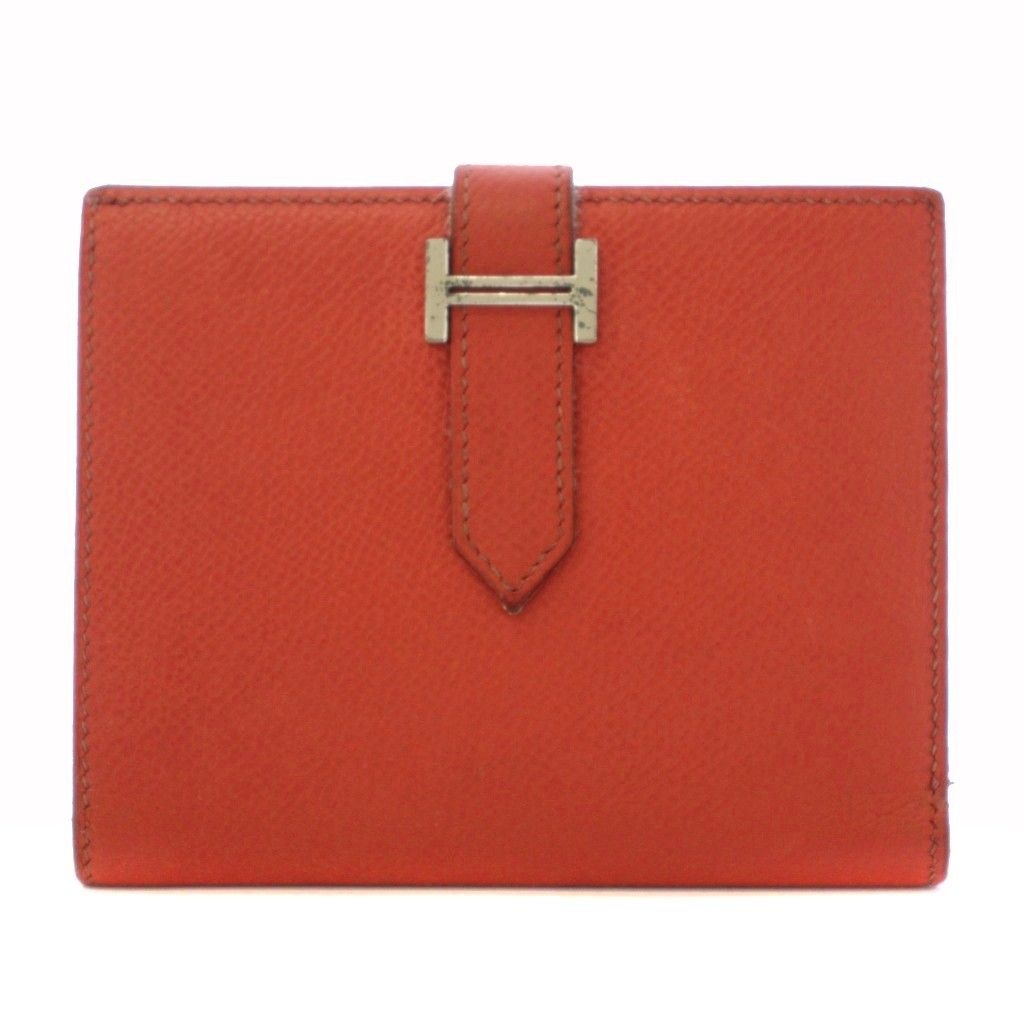 Hermes Wallet Bifold I Bearn Compact Leather Orange