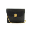 Celine Vintage Star Ball Chain Shoulder Bag Leather Flap Black