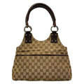 Gucci Shoulder Bag GG Pattern Beige Dark Brown Leather