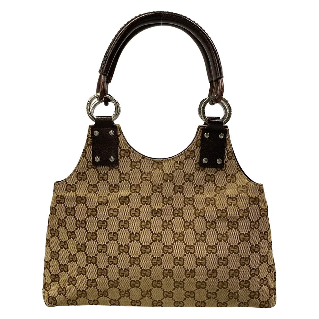 Gucci Shoulder Bag GG Pattern Beige Dark Brown Leather — view 3