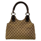 Gucci Shoulder Bag GG Pattern Beige Dark Brown Leather — view 3
