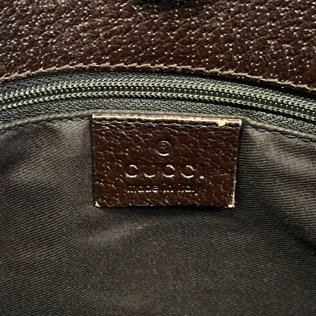 Gucci Shoulder Bag GG Pattern Beige Dark Brown Leather — view 8