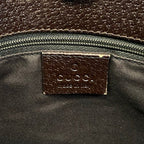 Gucci Shoulder Bag GG Pattern Beige Dark Brown Leather — view 8