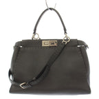 Fendi Selleria Peekaboo 2-Way Shoulder Bag Leather Gray