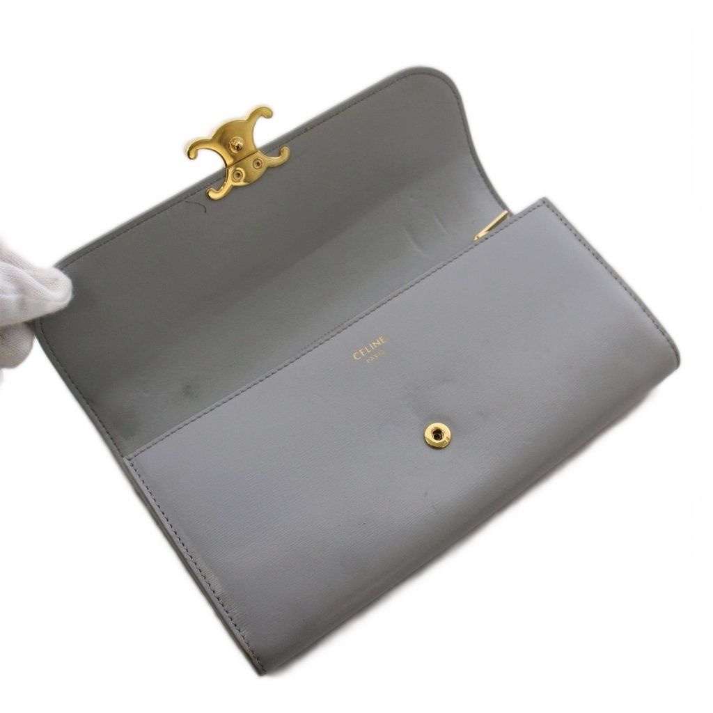 Celine Triomphe Wallet Bifold Gold Gray — view 5