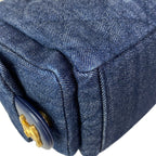 Chanel Shoulder Bag Navy Gold Washed Denim — view 8