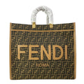Fendi Tote Sunshine Large Zucca Pattern Dark Brown Light Leather