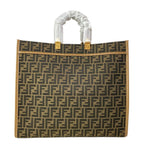 Fendi Tote Sunshine Large Zucca Pattern Dark Brown Light Leather — view 3
