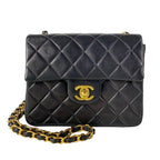 Chanel Shoulder Bag Mini Quilted Black Gold Chain Lambskin