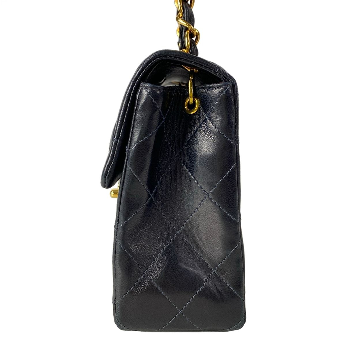Chanel Shoulder Bag Mini Quilted Black Gold Chain Lambskin — view 4