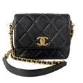 Chanel Shoulder Bag Mini Quilted Black Chain Gold Lambskin