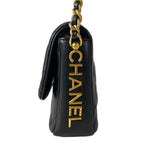 Chanel Shoulder Bag Mini Quilted Black Chain Gold Lambskin — view 4