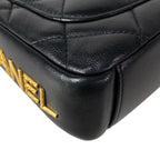 Chanel Shoulder Bag Mini Quilted Black Chain Gold Lambskin — view 8