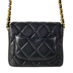 Chanel Shoulder Bag Mini Quilted Black Chain Gold Lambskin — view 3