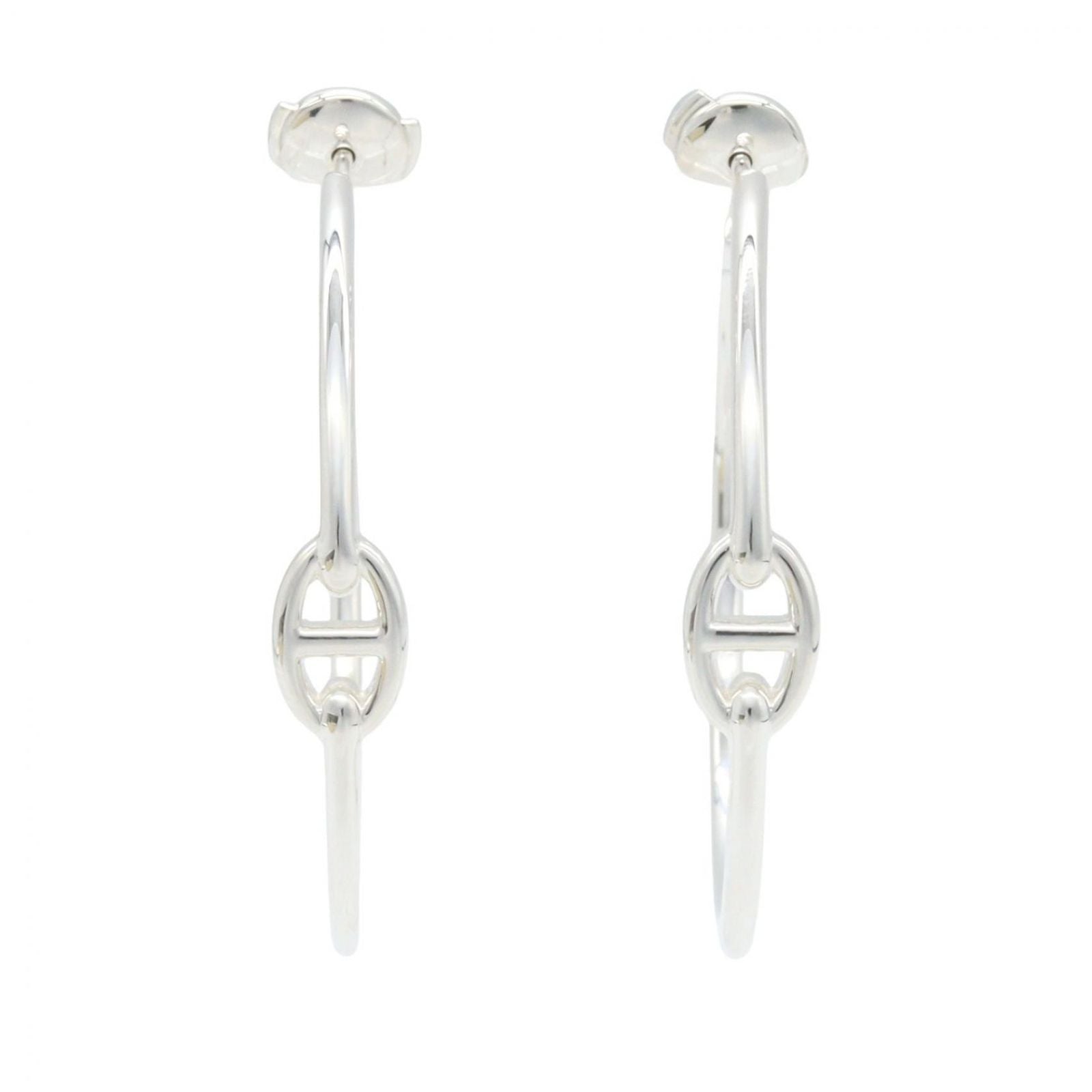 Hermes Earrings Chaine D'ancre Enchainee GM 925 Sterling Silver