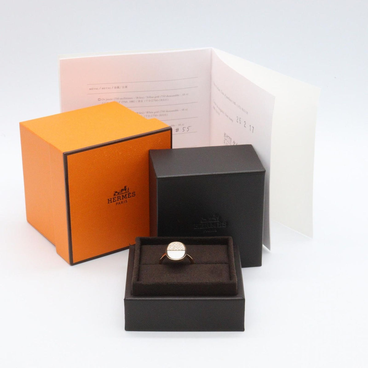Hermes Ring Chaine D'ancre Verso MM Diamond Ceramic 18k Pink Gold — view 7