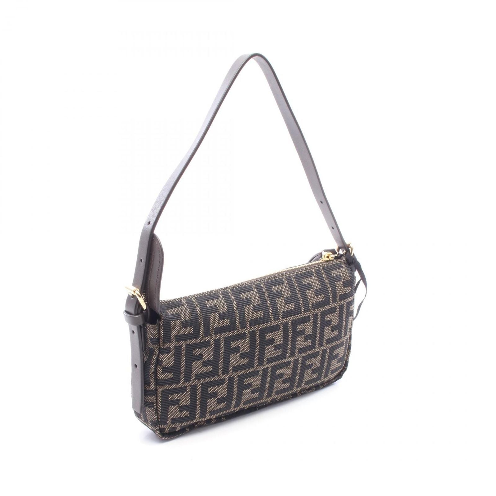 Fendi Shoulder Bag Zip Top Small Canvas Leather — view 2