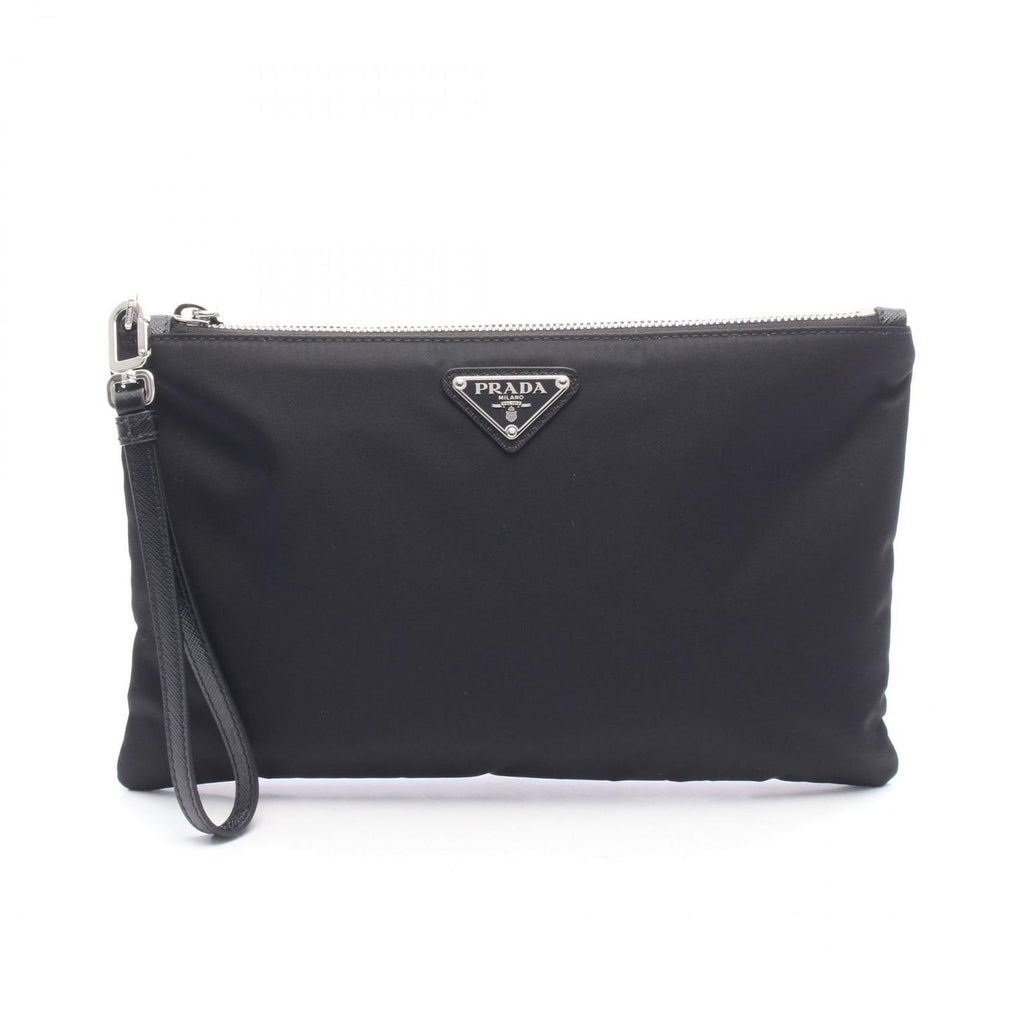 Prada Clutch Triangle Logo Nylon Leather