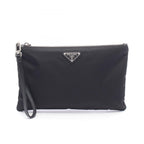 Prada Clutch Triangle Logo Nylon Leather