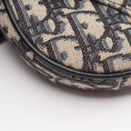 Dior Waist Bag Saddle Oblique Ivory Navy Canvas Leather Mini — view 6