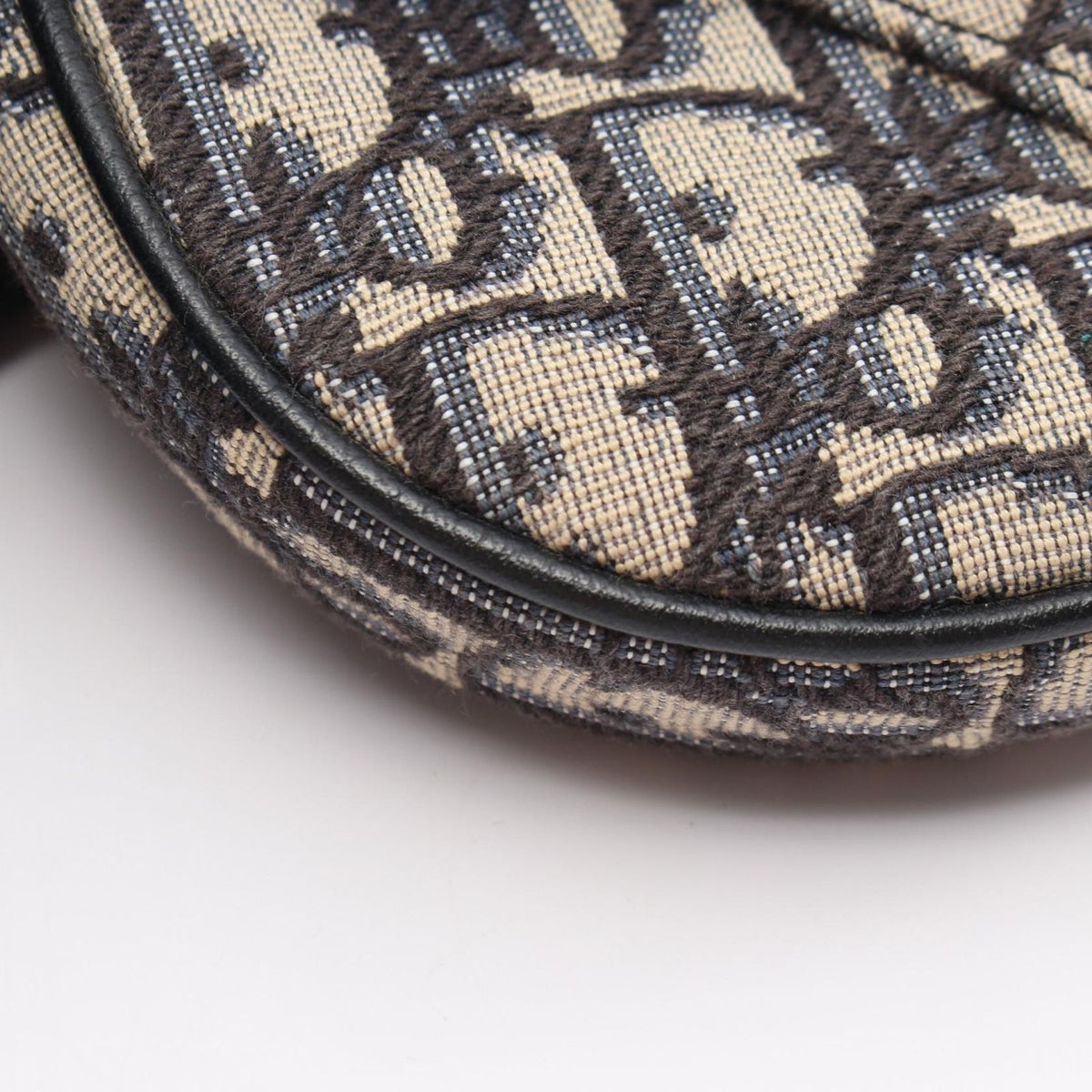 Dior Waist Bag Saddle Oblique Ivory Navy Canvas Leather Mini — view 6