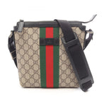 Gucci Shoulder Bag GG Supreme Web Stripe Flat Messenger Beige Brown Black