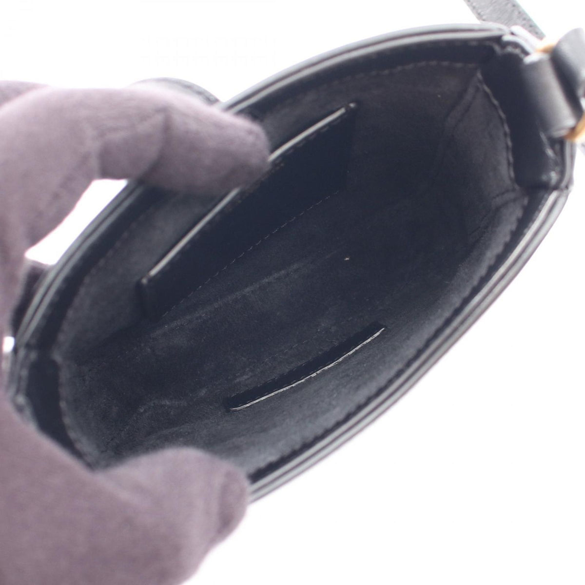 Saint Laurent Paris Shoulder Buckle 5 a 7 Mini Vertical Black Leather — view 3